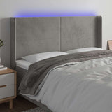 Vidaxl hoofdbord led 183x16x118 128 cm fluweel lichtgrijs