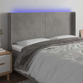 Vidaxl hoofdbord led 183x16x118 128 cm fluweel lichtgrijs