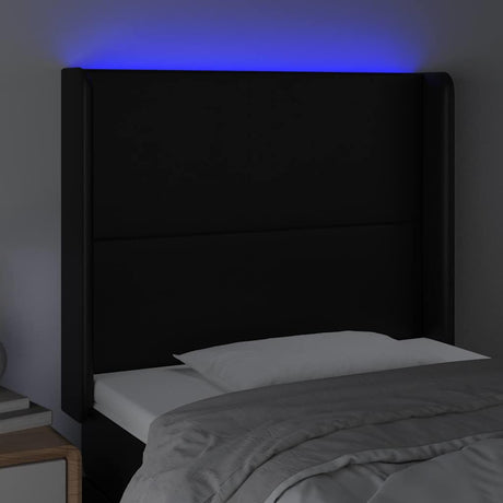 Vidaxl hoofdbord led 83x16x118 128 cm kunstleer zwart