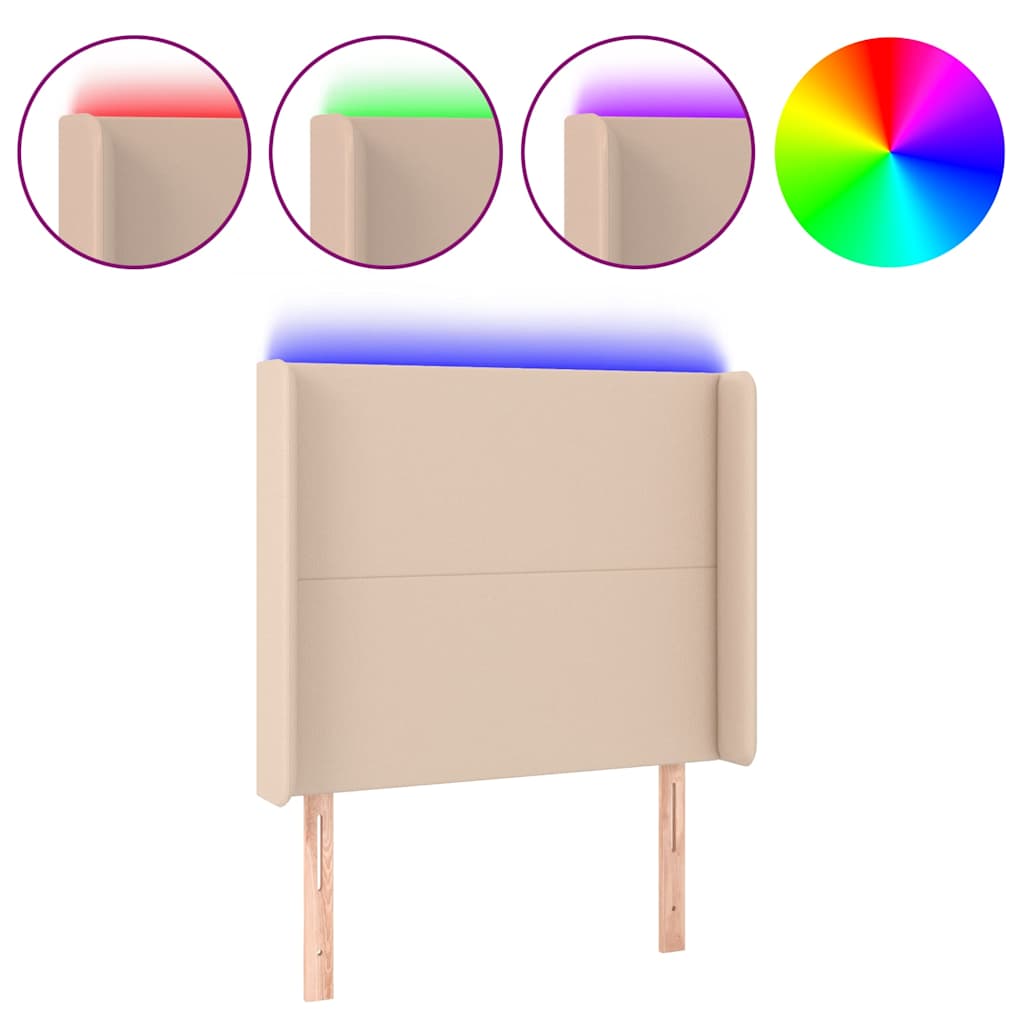 Vidaxl hoofdbord led 93x16x118 128 cm kunstleer cappuccinokleurig