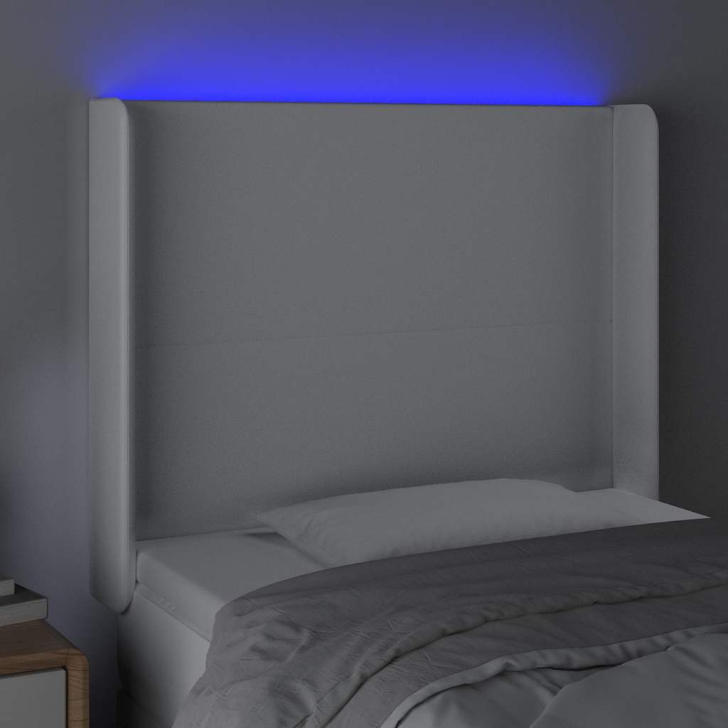 Vidaxl hoofdbord led 103x16x118 128 cm kunstleer wit
