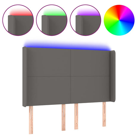 Vidaxl hoofdbord led 147x16x118 128 cm kunstleer grijs