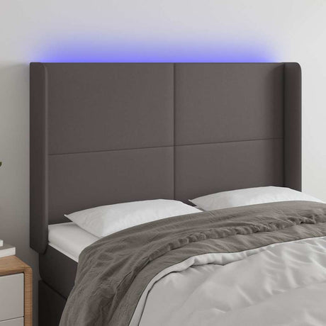 Vidaxl hoofdbord led 147x16x118 128 cm kunstleer grijs