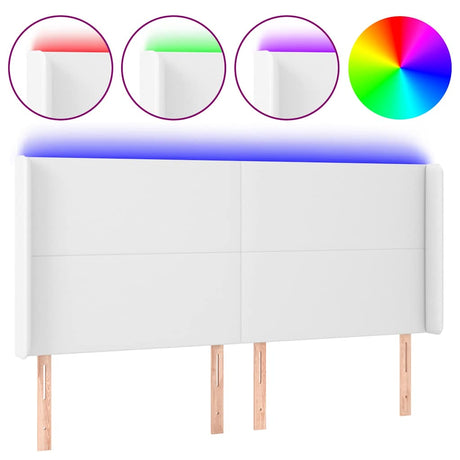 Vidaxl hoofdbord led 183x16x118 128 cm kunstleer wit