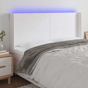Vidaxl hoofdbord led 203x16x118 128 cm kunstleer wit