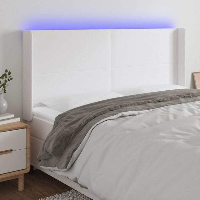 Vidaxl hoofdbord led 203x16x118 128 cm kunstleer wit