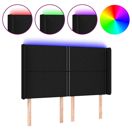 Vidaxl hoofdbord led 147x16x118 128 cm stof zwart