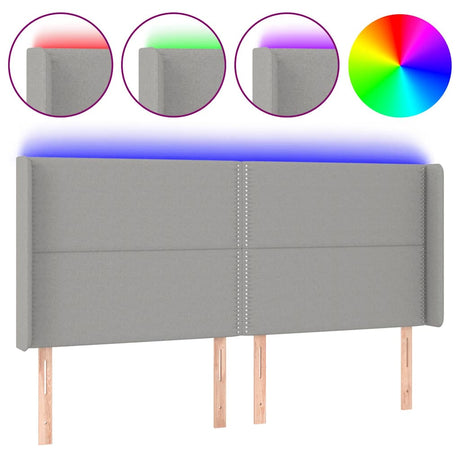 Vidaxl hoofdbord led 183x16x118 128 cm stof lichtgrijs