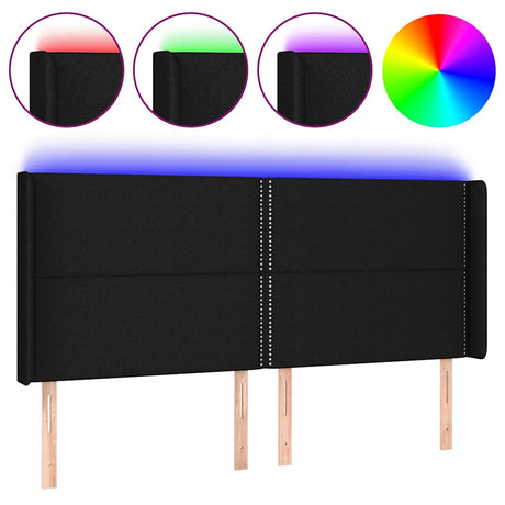 Vidaxl hoofdbord led 183x16x118 128 cm stof zwart