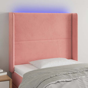 Vidaxl hoofdbord led 103x16x118 128 cm fluweel roze
