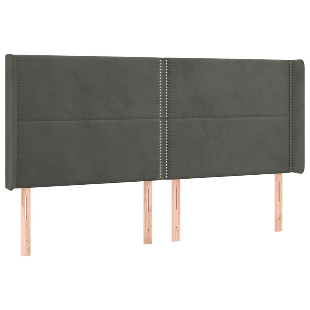 Vidaxl hoofdbord led 203x16x118 128 cm fluweel donkergrijs