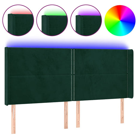 Vidaxl hoofdbord led 203x16x118 128 cm fluweel donkergroen