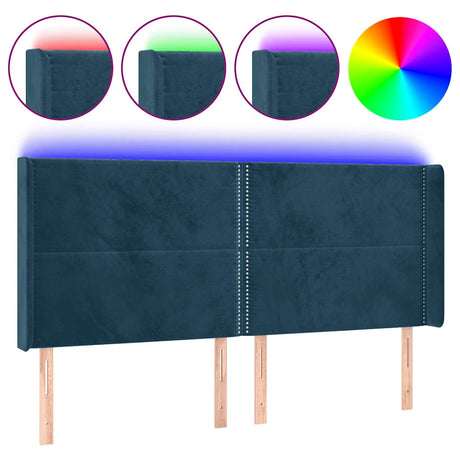 Vidaxl hoofdbord led 203x16x118 128 cm fluweel donkerblauw