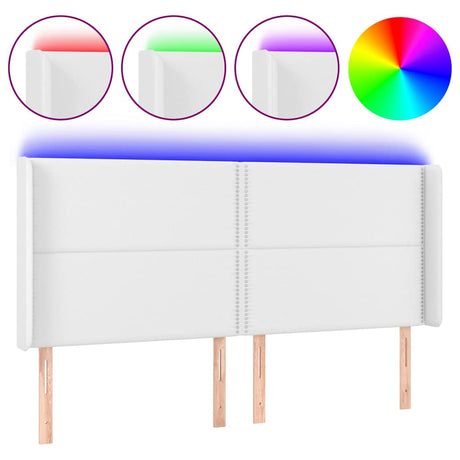 Vidaxl hoofdbord led 203x16x118 128 cm kunstleer wit