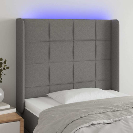 Vidaxl hoofdbord led 93x16x118 128 cm stof donkergrijs