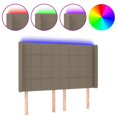 Vidaxl hoofdbord led 147x16x118 128 cm stof taupe