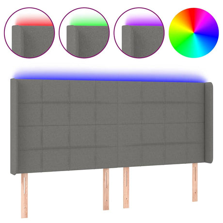 Vidaxl hoofdbord led 163x16x118 128 cm stof donkergrijs