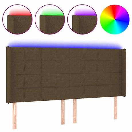 Vidaxl hoofdbord led 203x16x118 128 cm stof donkerbruin