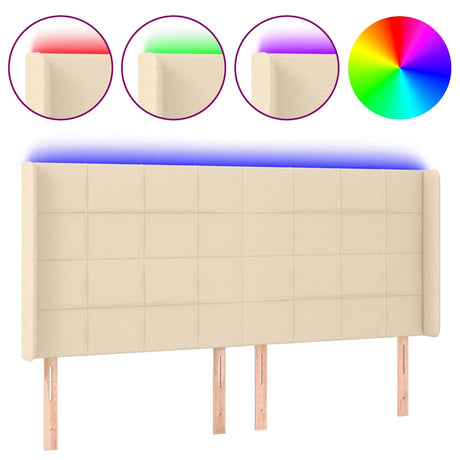 Vidaxl hoofdbord led 203x16x118 128 cm stof crèmekleurig