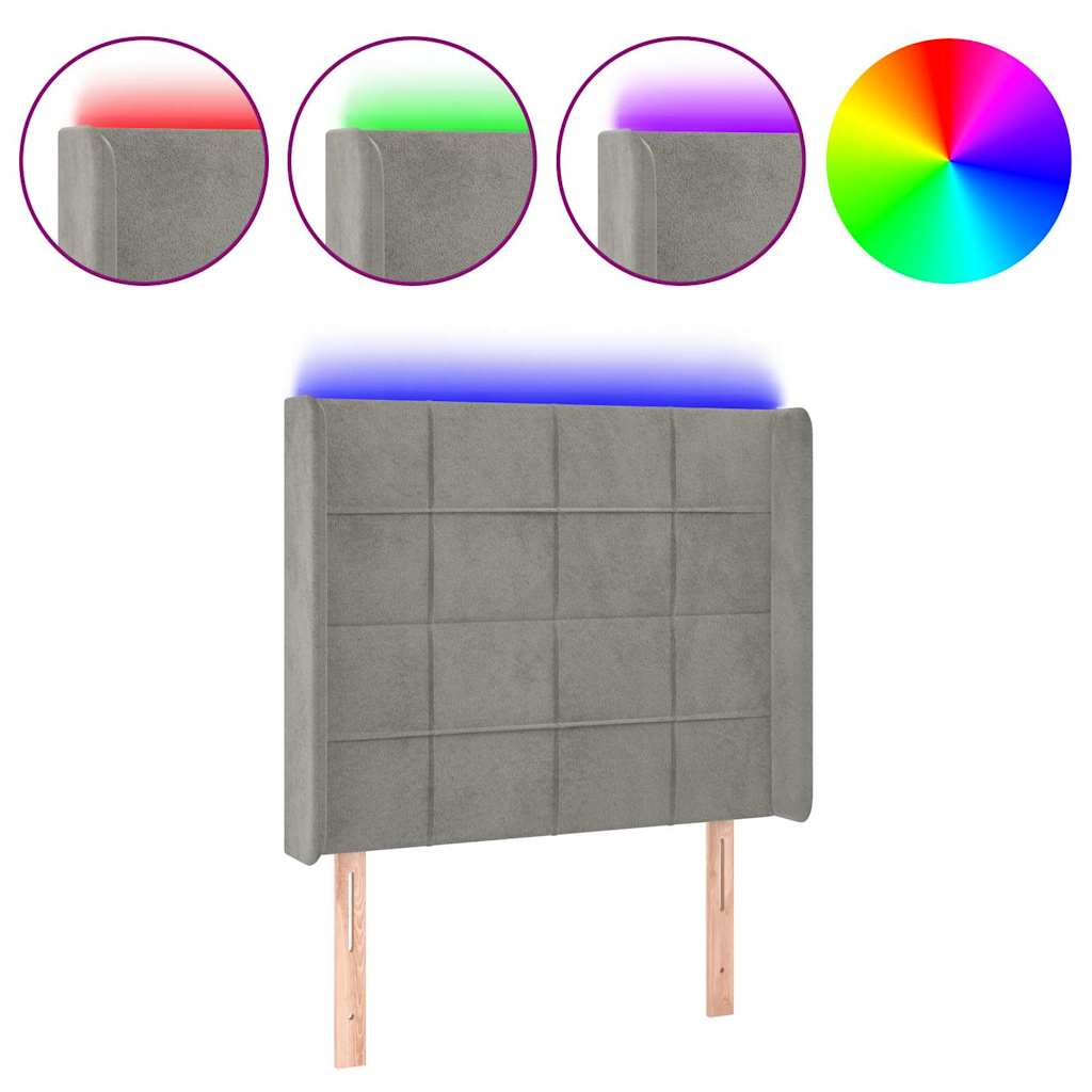 Vidaxl hoofdbord led 103x16x118 128 cm fluweel lichtgrijs
