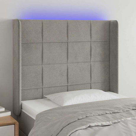 Vidaxl hoofdbord led 103x16x118 128 cm fluweel lichtgrijs