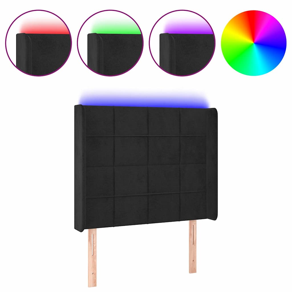 Vidaxl hoofdbord led 103x16x118 128 cm fluweel zwart
