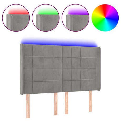 Vidaxl hoofdbord led 147x16x118 128 cm fluweel lichtgrijs