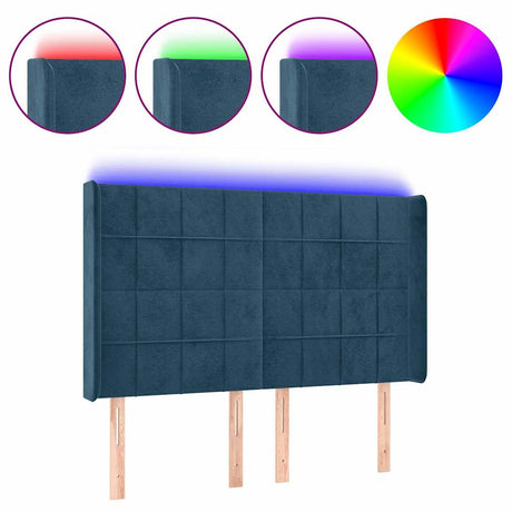 Vidaxl hoofdbord led 147x16x118 128 cm fluweel donkerblauw