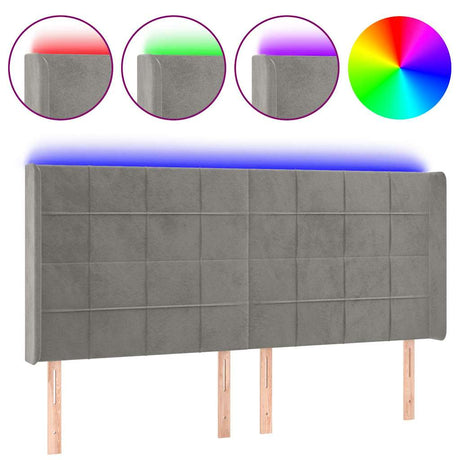 Vidaxl hoofdbord led 163x16x118 128 cm fluweel lichtgrijs