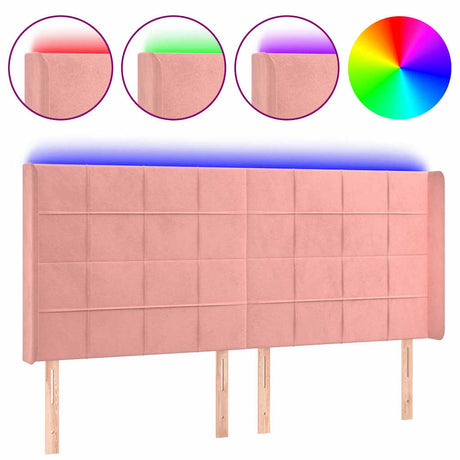 Vidaxl hoofdbord led 163x16x118 128 cm fluweel roze