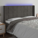 Vidaxl hoofdbord led 183x16x118 128 cm fluweel donkergrijs