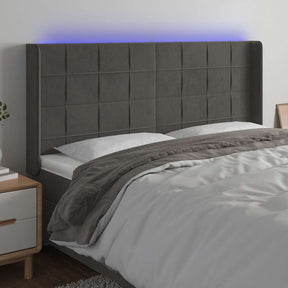 Vidaxl hoofdbord led 183x16x118 128 cm fluweel donkergrijs