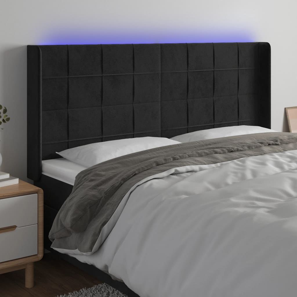 Vidaxl hoofdbord led 183x16x118 128 cm fluweel zwart