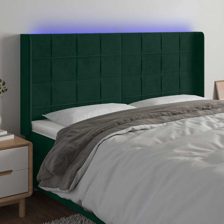 Vidaxl hoofdbord led 183x16x118 128 cm fluweel donkergroen