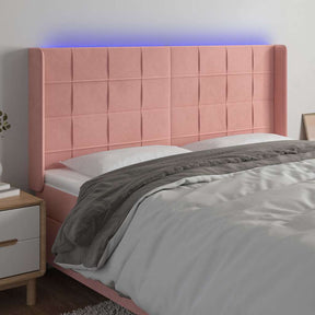 Vidaxl hoofdbord led 203x16x118 128 cm fluweel roze
