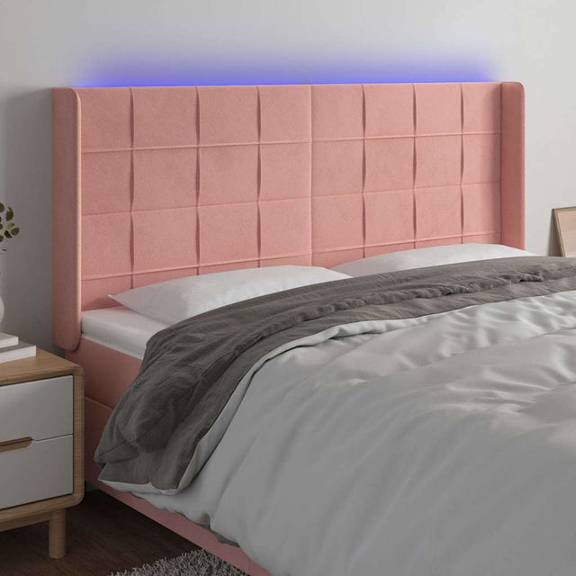 Vidaxl hoofdbord led 203x16x118 128 cm fluweel roze