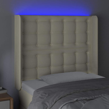 Vidaxl hoofdbord led 83x16x118 128 cm kunstleer crèmekleurig
