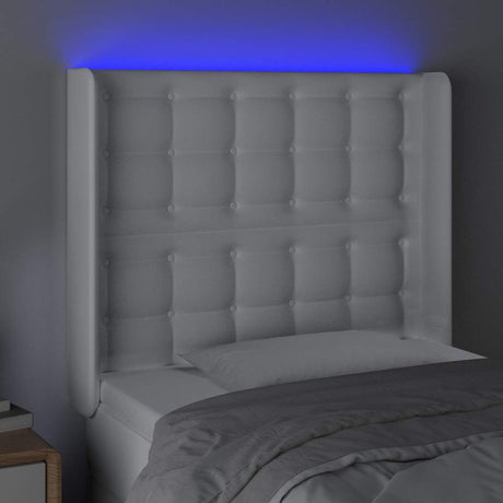 Vidaxl hoofdbord led 93x16x118 128 cm kunstleer wit