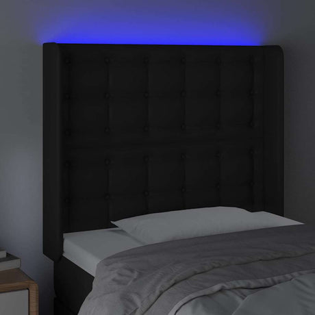 Vidaxl hoofdbord led 103x16x118 128 cm kunstleer zwart