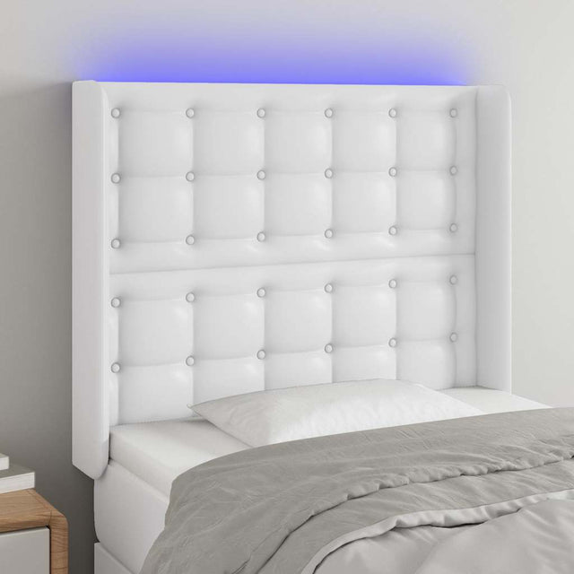 Vidaxl hoofdbord led 103x16x118 128 cm kunstleer wit