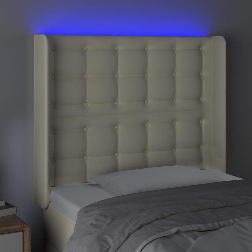 Vidaxl hoofdbord led 103x16x118 128 cm kunstleer crèmekleurig