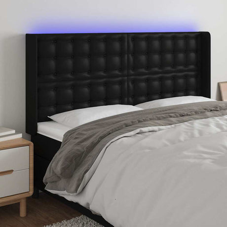 Vidaxl hoofdbord led 147x16x118 128 cm kunstleer zwart