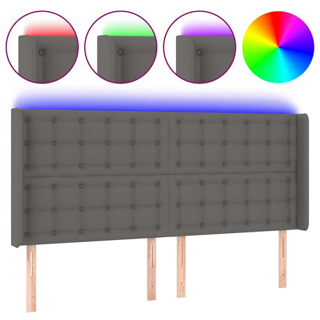 Vidaxl hoofdbord led 147x16x118 128 cm kunstleer grijs