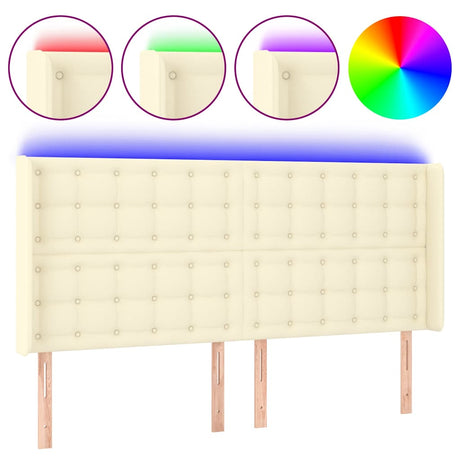 Vidaxl hoofdbord led 163x16x118 128 cm kunstleer crèmekleurig