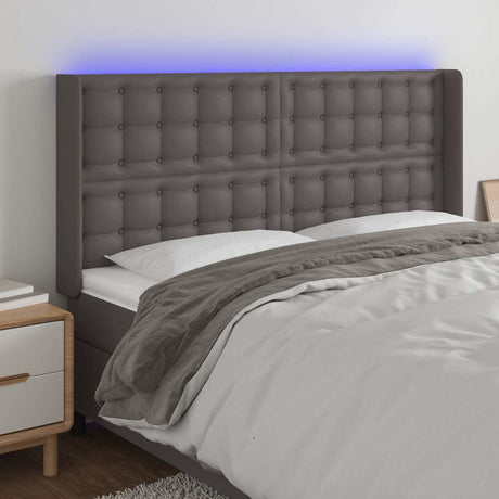 Vidaxl hoofdbord led 163x16x118 128 cm kunstleer grijs