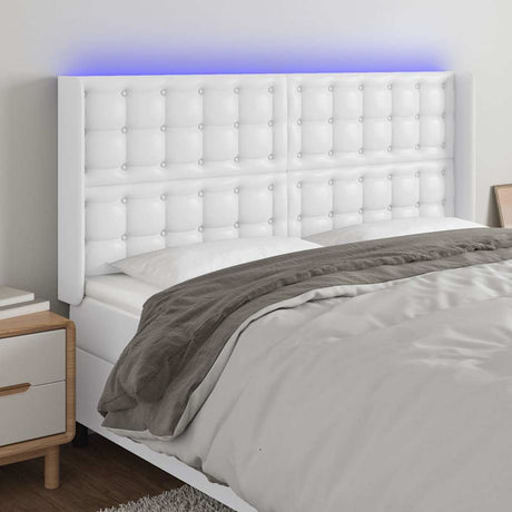 Vidaxl hoofdbord led 183x16x118 128 cm kunstleer wit