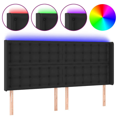 Vidaxl hoofdbord led 203x16x118 128 cm kunstleer zwart