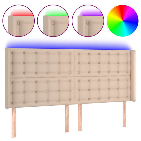 Vidaxl hoofdbord led 203x16x118 128 cm kunstleer cappuccinokleurig