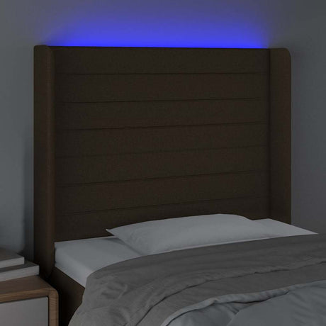Vidaxl hoofdbord led 93x16x118 128 cm stof donkerbruin