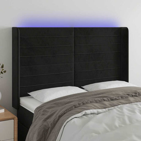 Vidaxl hoofdbord led 147x16x118 128 cm fluweel zwart